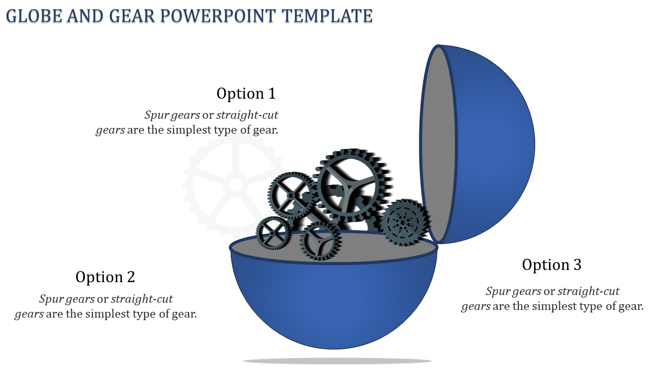 Affordable PowerPoint Gears Template With Three Nodes Slide